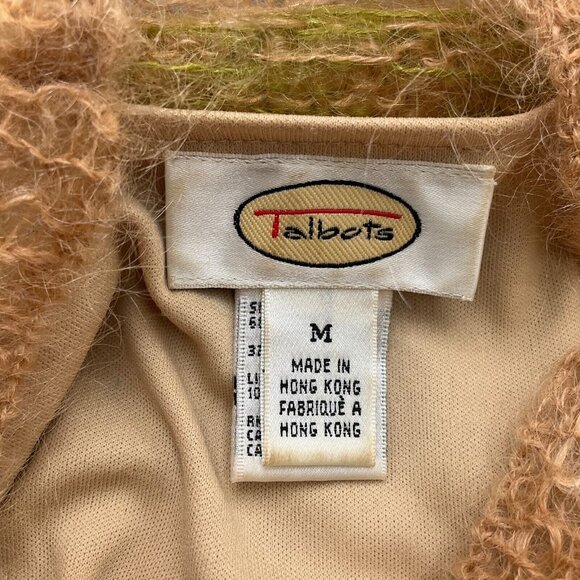 Talbots Sweater Women Medium Brown Coral‎ Stripe Mohair Crochet Cami VTG Fuzzy - Picture 4 of 13